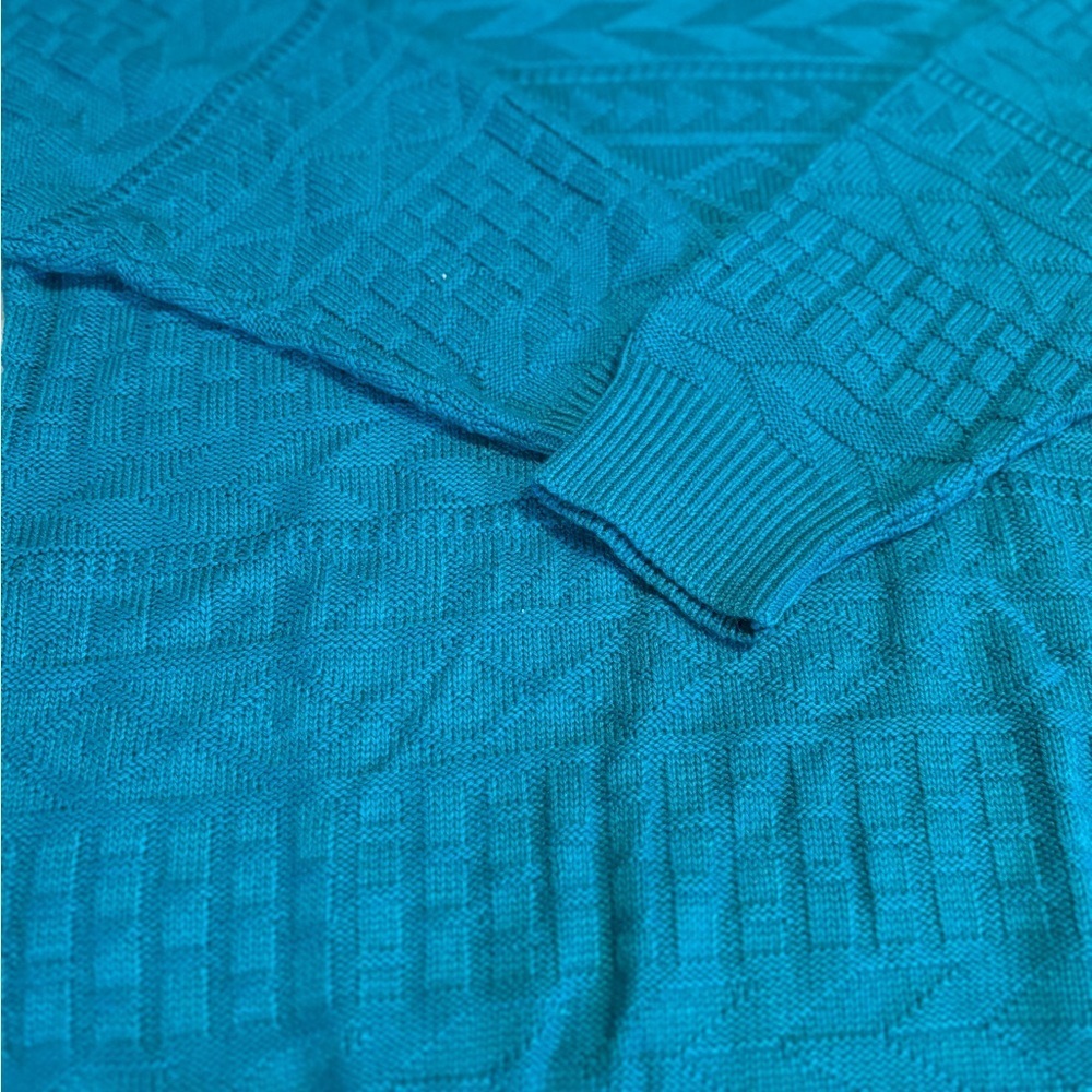 Vintage Stylish Teal Crewneck Sweater - Picture 2 of 8